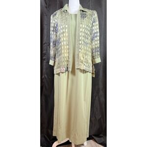 R&M Richards Petite Dress Set SAGE GREEN 2 Piece Set Sz 14P - NWT